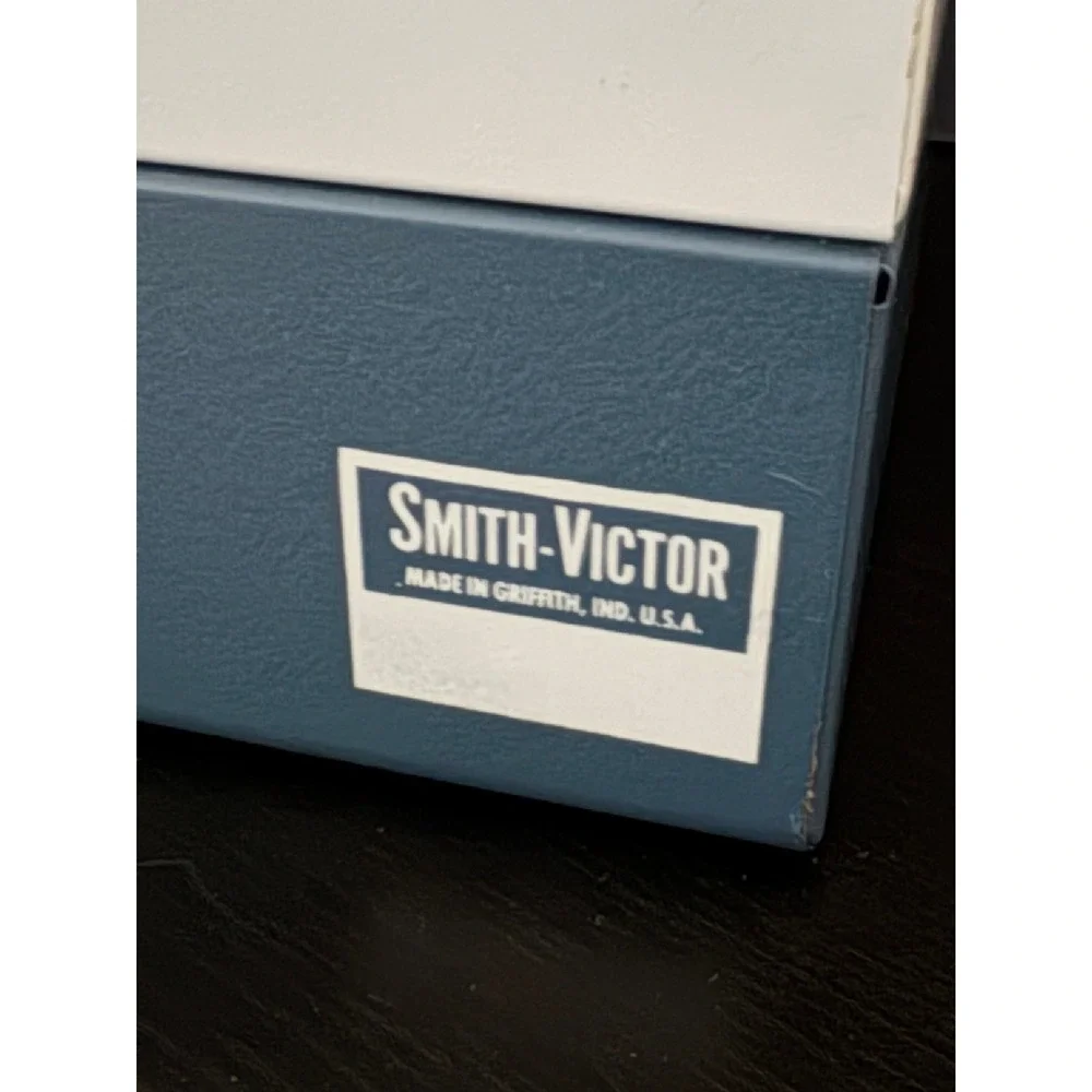 Smith-Victor Vintage Metal Storage Case Two-Tone Blue White Made in USA Retro